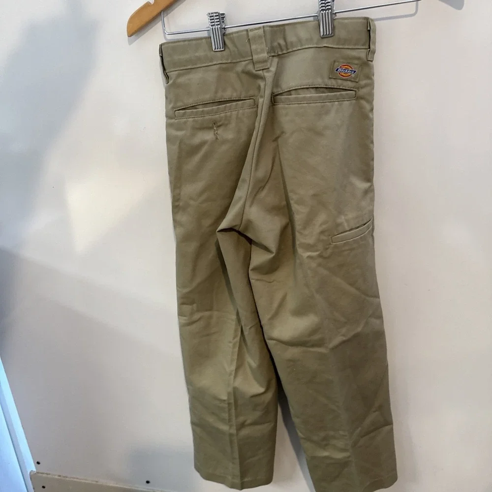 Dickies Pants Boys 10 Khaki Classic Fit Flat Front Straight School Uniform Adjus